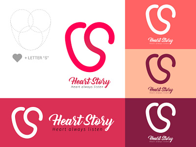 Heart Story adobe illustrator branding feeling girl heart heart logo love monogram monogram logo pink story typography women