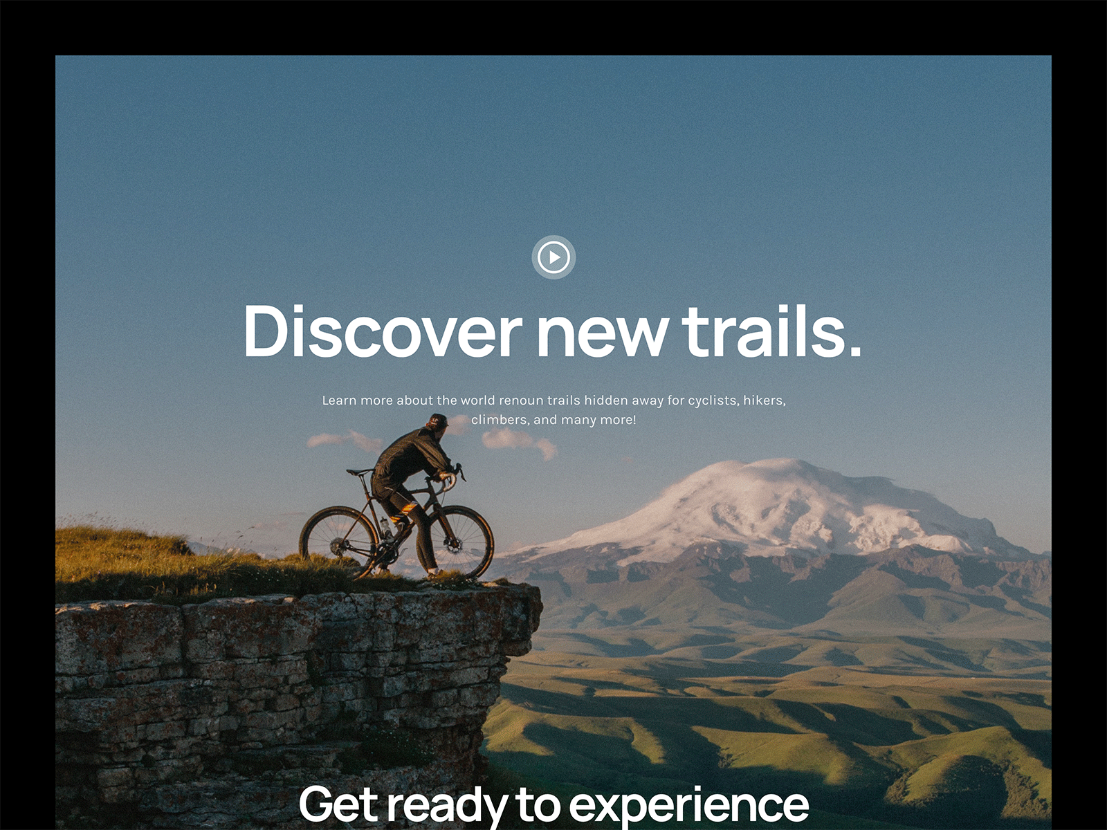 Discover New Trails - Travel Agency adventure bicycle bold camping explore hero hiking homepage landing landing page landscape minimal nature outdoors snow summer travel ui webdesign website