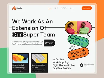 Agency Header Exploration Design 3d agency animation branding clean design graphic design header header design header exploration landingpage logo motion graphics responsive ui ui ux website