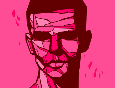 Man of Stone abstract design digital art flat illustration minimal pink portrait stone style technique vector