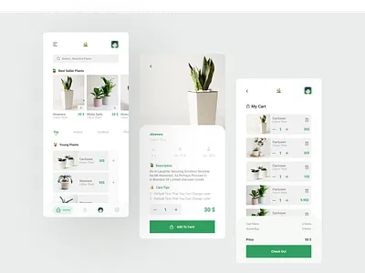 App for selling plants clean design ecommerce flowershop green indoor plants iphone my cart plant planting plants ui ui design userinterface