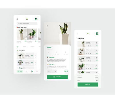 App for selling plants clean design ecommerce flowershop green indoor plants iphone my cart plant planting plants ui ui design userinterface