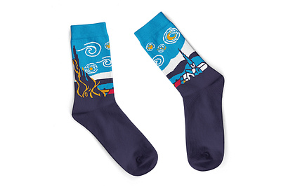 Starry Night apparel colorfull design designs jacquard modern pattern patterns sock starry night