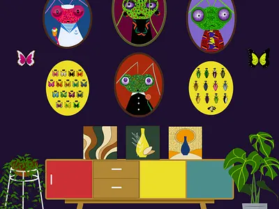 MANTISES FAMILY design flat illustration vector