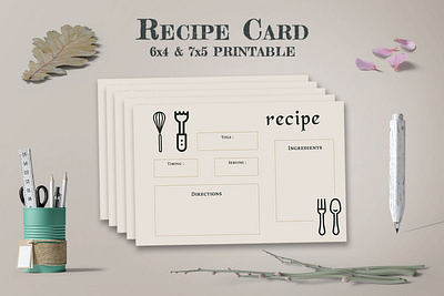 Recipe Card Printable Template design editable recipe cards editable recipe cards font illustration modern vector