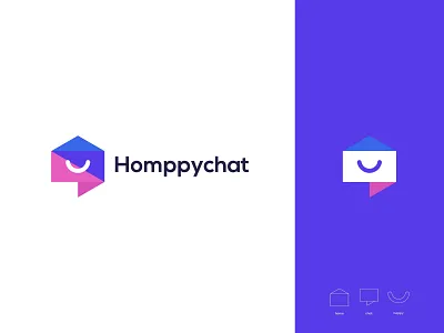 homppychat brand branding chat icon chat logo graphic design happy happy logo home home icon home logo logo logo design logo inspiration minimal modern