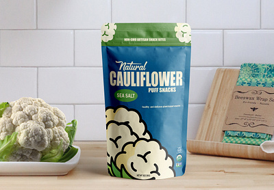 Cauliflower Puffs Packaging and Mockup Design