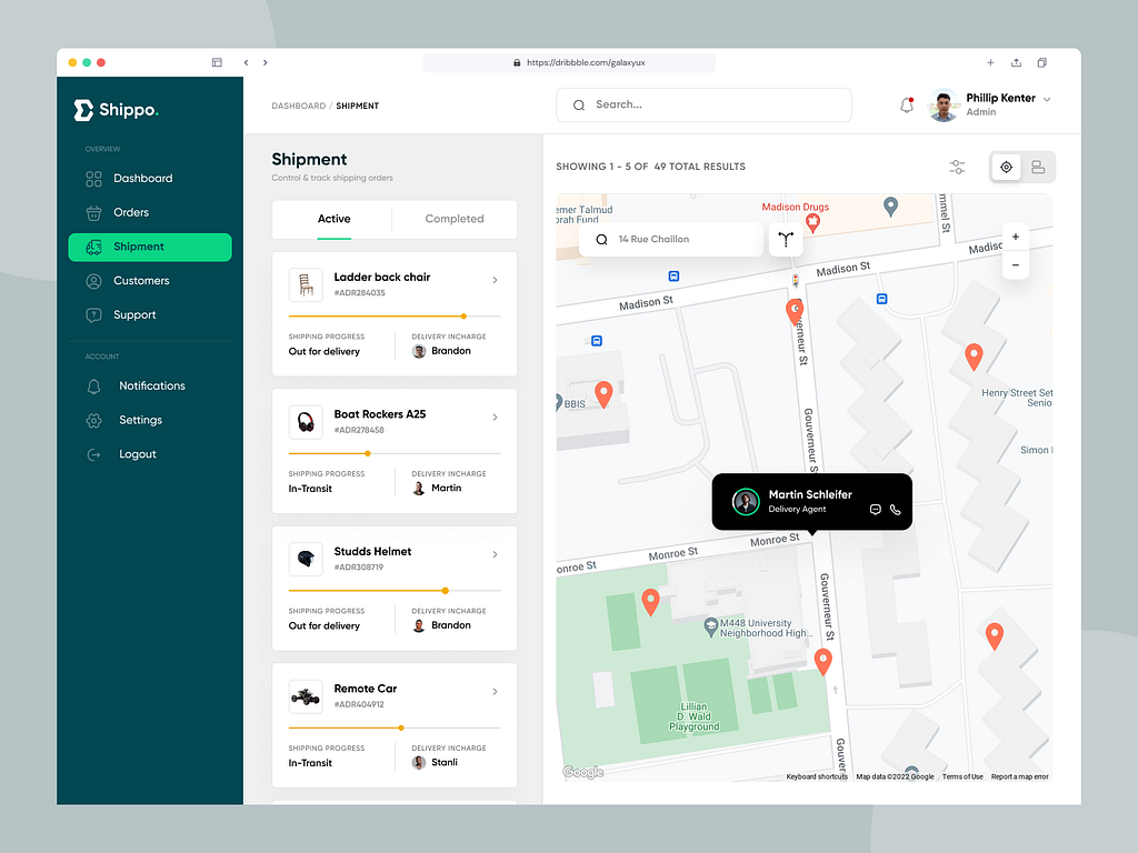 Shipment tracking UI by Galaxy UX Studio on Dribbble