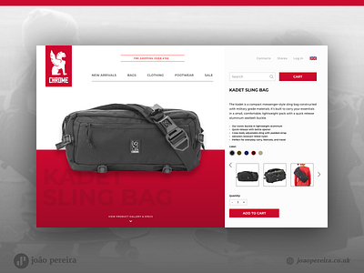 Daily Ui 012 - E-Commerce Shop app bags branding cart chrome industries dailyui dailyui 12 design ecommerce ecommerce page flat logo red ui ux web