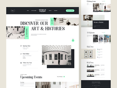 Art Gallery, Museum and History Landing Page antiquities museum archaeology art gallery artist exhibition graphic design history landing page minimal modern museum theme painting gallery website landing page design
