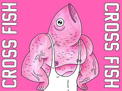 CrossFish colored pencil crossfit fish hand drawn illustration photoshop