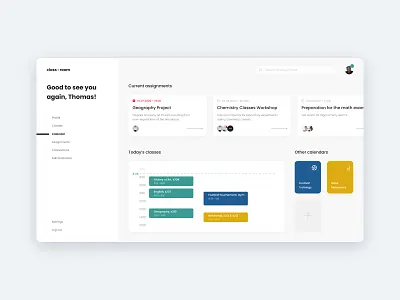 Virtual Classes App adobexd blue contrast dashboad design dribbble minimalism ui ux