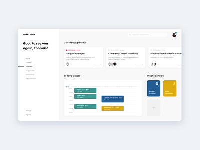 Virtual Classes App adobexd blue contrast dashboad design dribbble minimalism ui ux