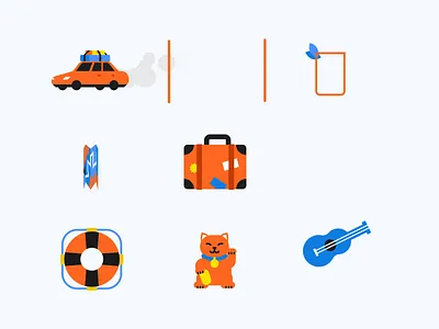 Travel Icons 2d animated animation colored colorful design desire agency flat graphic design icon design iconography iconpack icons iconset illustration motion motion design motion graphics transport travel