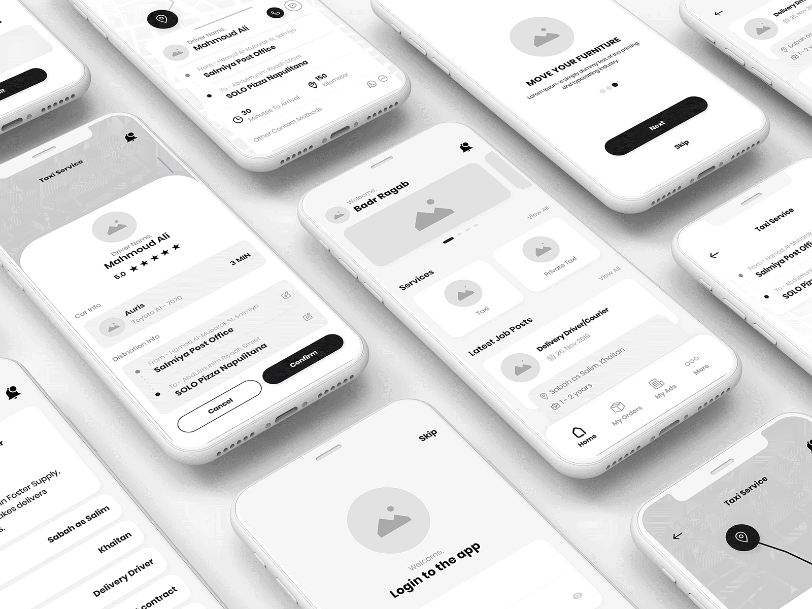 Meshwar app design app clean design flat icon icons mobile taxi ui