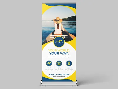 Travel and tourism Agency Roll-Up Banner Template abstract banner brochure business cover design display flyer graphic illustration layout marketing modern poster promotion roll stand template travel vector