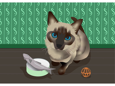 Willow the Kitten cats children gradient design graphicdesign green illustration kittens pattens pets rescue siamese vector vectorart