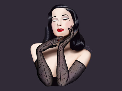 Dita burlesque digital illustration digital painting dita von teese photoshop art photoshop painting realistic vintage style wacom art wacom painting