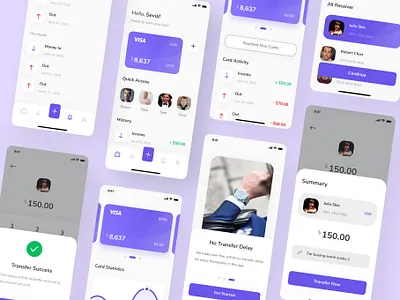 Ansa - Banking & Finance App UI Kit ansa app banking clean icon interface ios kit minimal mobile purple sleek transfer ui ui design ui kit ui kits ui8 ux ux design