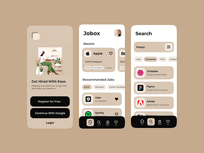 JoBox: A Job Searching Platform. app design branding design illustration job platform design job searching platform typography ui ui design ux website