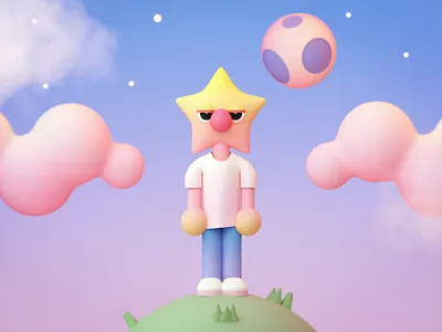 Astral by Defaced 3d c4d character illustration moon render space