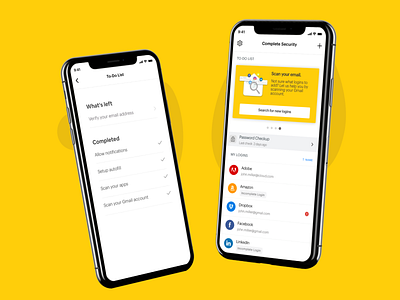 Sprint — Complete Security App I checklist ios ios app design mobile app mobile ui next steps password manager passwords sprint ui ui design ux uxdesign visual design