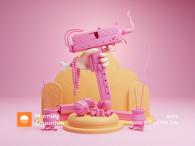 Spray & Pray: Part Two 3d 3d art 3d artist army basketball blender blender3d bullet diorama dribbble gun illustration isometric isometric design isometric illustration low poly military pastel pink uzi