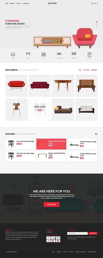 Furniture Design Website landing landing page website