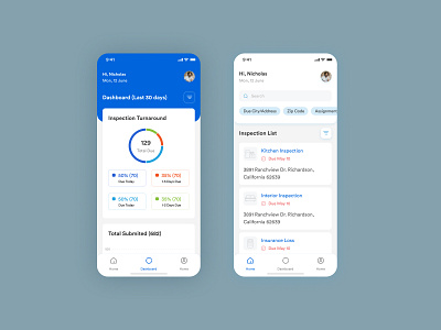 home inspection clean ui dashboard app home home dashboard home screen