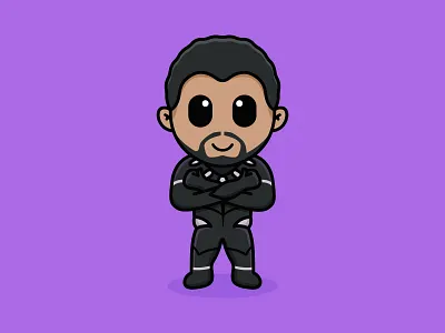 Chadwick Boseman With Black Panther Suit animals cartoon character cute design hero illustration logo mascots panther playful superhero wakanda youthful