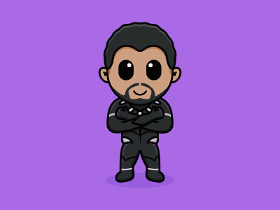 Chadwick Boseman With Black Panther Suit animals cartoon character cute design hero illustration logo mascots panther playful superhero wakanda youthful