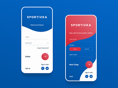 Sports social app / Login and Sign up app clean color creative fresh colors login mobile mobile app registration singin singup ui ux ux design