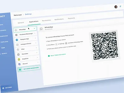 Pact. Settings Layout Animated analytics chat communication dashboard desktop graph layout animation messenger qr code sass settings statistics stats telegram ui user interface ux web design