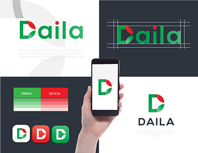 Daila Logo Branding app logo apps brand brand guide brand identity branding colorful creative d leaf logo d logo daila design identity leaf lettering logo logos minimal mobile apps