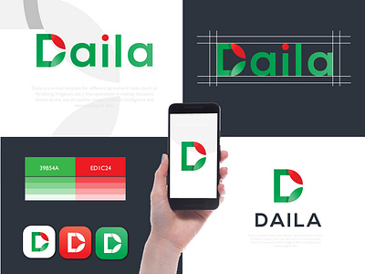 Daila Logo Branding app logo apps brand brand guide brand identity branding colorful creative d leaf logo d logo daila design identity leaf lettering logo logos minimal mobile apps