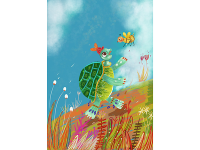 Children Book Illustration animals bee book cover character children childrenbookillustration illustration kidlitart kids kids illustration turtle