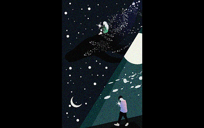 "alone" art colorful fantasy illustration illustrator minimal moonlight stars vector vector art vector illustration whale