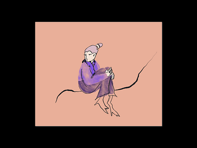 14:15 ⏰ character drawings free girl illustration lady lines marker pattern print procreate purple shapes sitting texture waiting