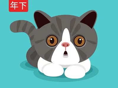 Junior cat flat illustration japanese minimal vector