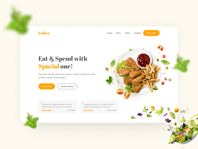 Fodiso - Restaurant Landing Page WebUI food header hero section landing page responsive restaurant ui ui ux uiux ux design web design webdesign website design webui webuiuxdesign yellow