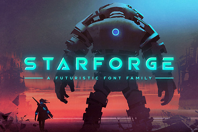 Starforge Typeface album cover creativemarket cyberpunk font futuristic game gaming logo poster sci fi sleek title tugcu typeface