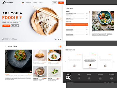 Restaurant Website featured section food menu foodie footer online order restaurant testimonials ui ux website