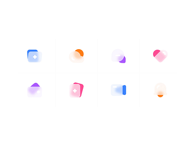 Frosted glass icon animation animation design illustration ui 图标 应用 简单