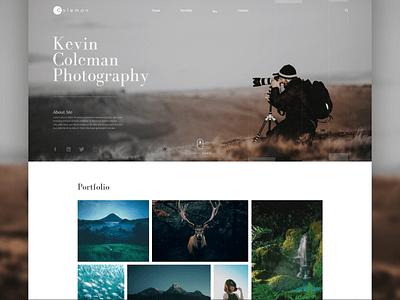 Photographer Portfolio Page adobe xd blackandwhite flat images minimal mockup photographer photos portfolio ui website design