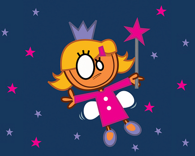 fairy child childrens illustration crown elf fairy magenta pieloot pink stars