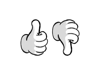 thumbs up or down cartoon dislike glove hand like minimal thumbs up
