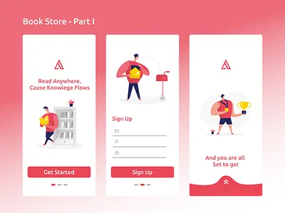 Book Store Part I 2color app design flat illustration minimal ui ux web