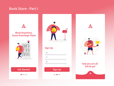 Book Store Part I 2color app design flat illustration minimal ui ux web