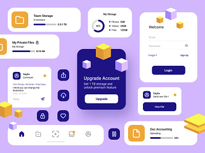 Storage Components app component composite dailyui design file file manager file upload guidelines illustration minimalist mobile mobile app mobile design storage style ui ui design uiux ux