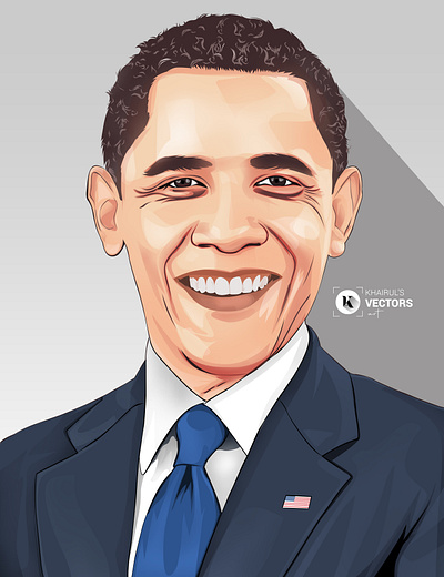 Barack Hussein Obama cartoon design illustration logo minimal portrait art portrait illustration vector illustration vectorart vexelart